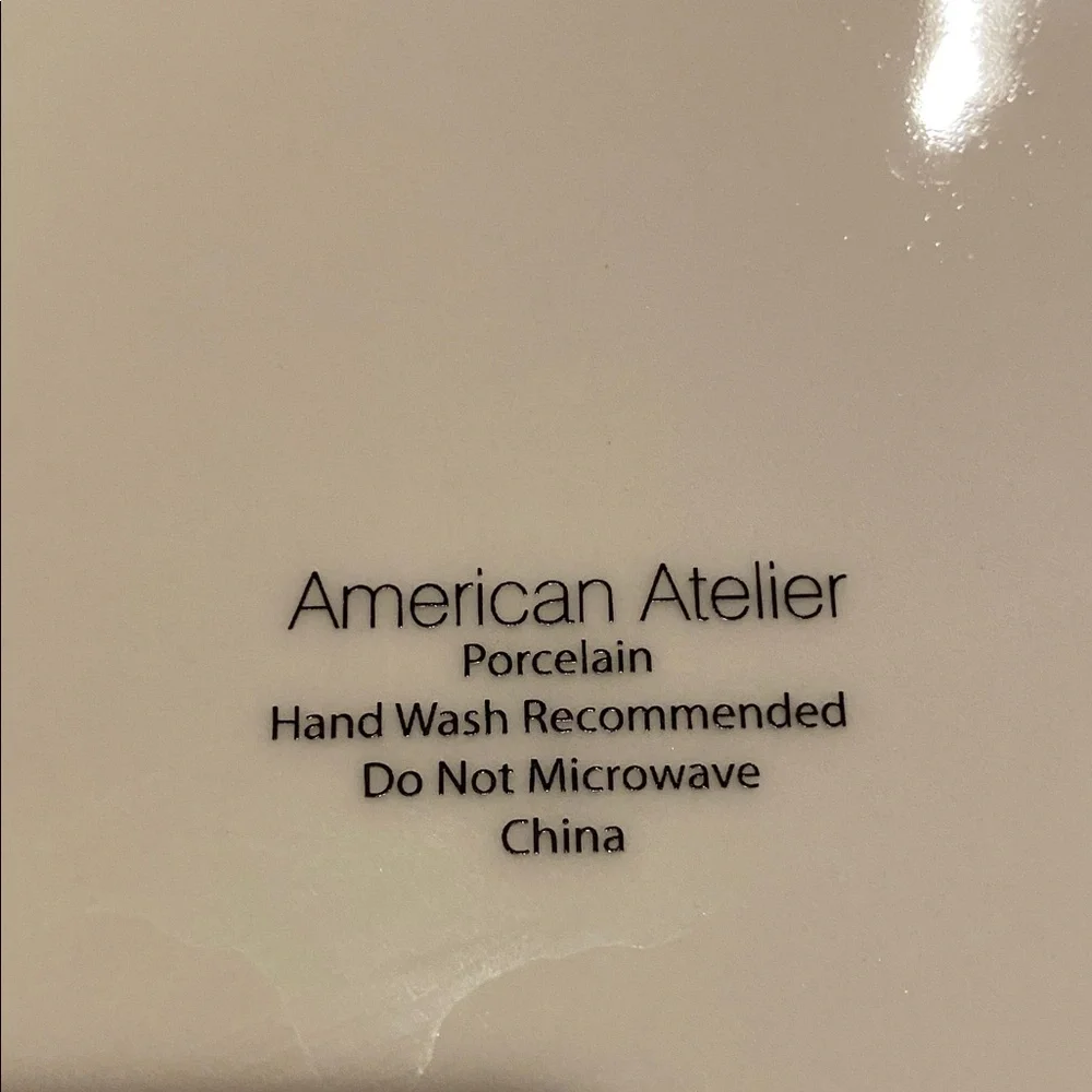 American Atelier Season's Greetings Oval Platter - White with Deer. Ceramic.